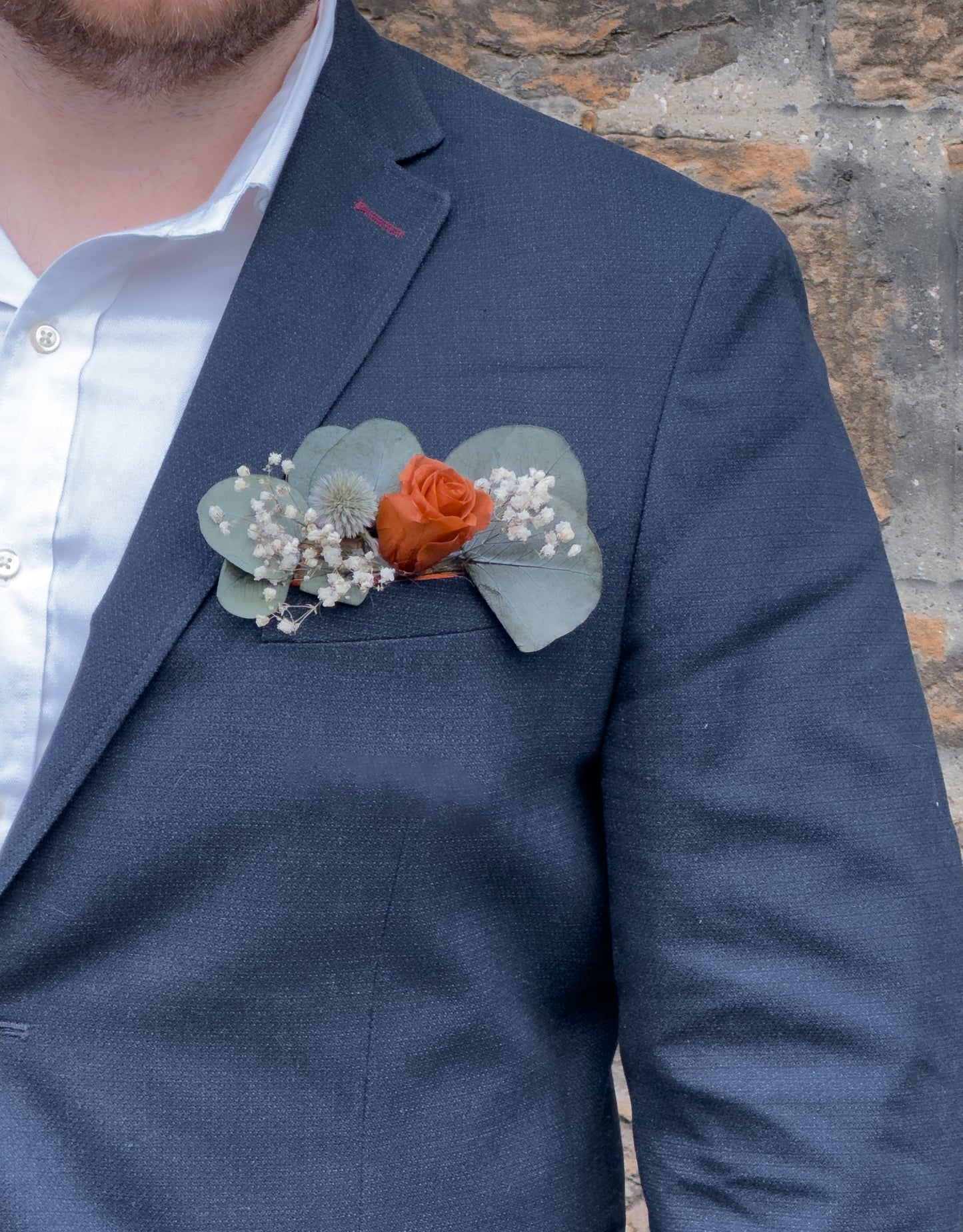 Penny dried flower pocket square