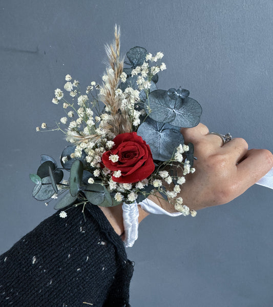 Rosie dried flower corsage