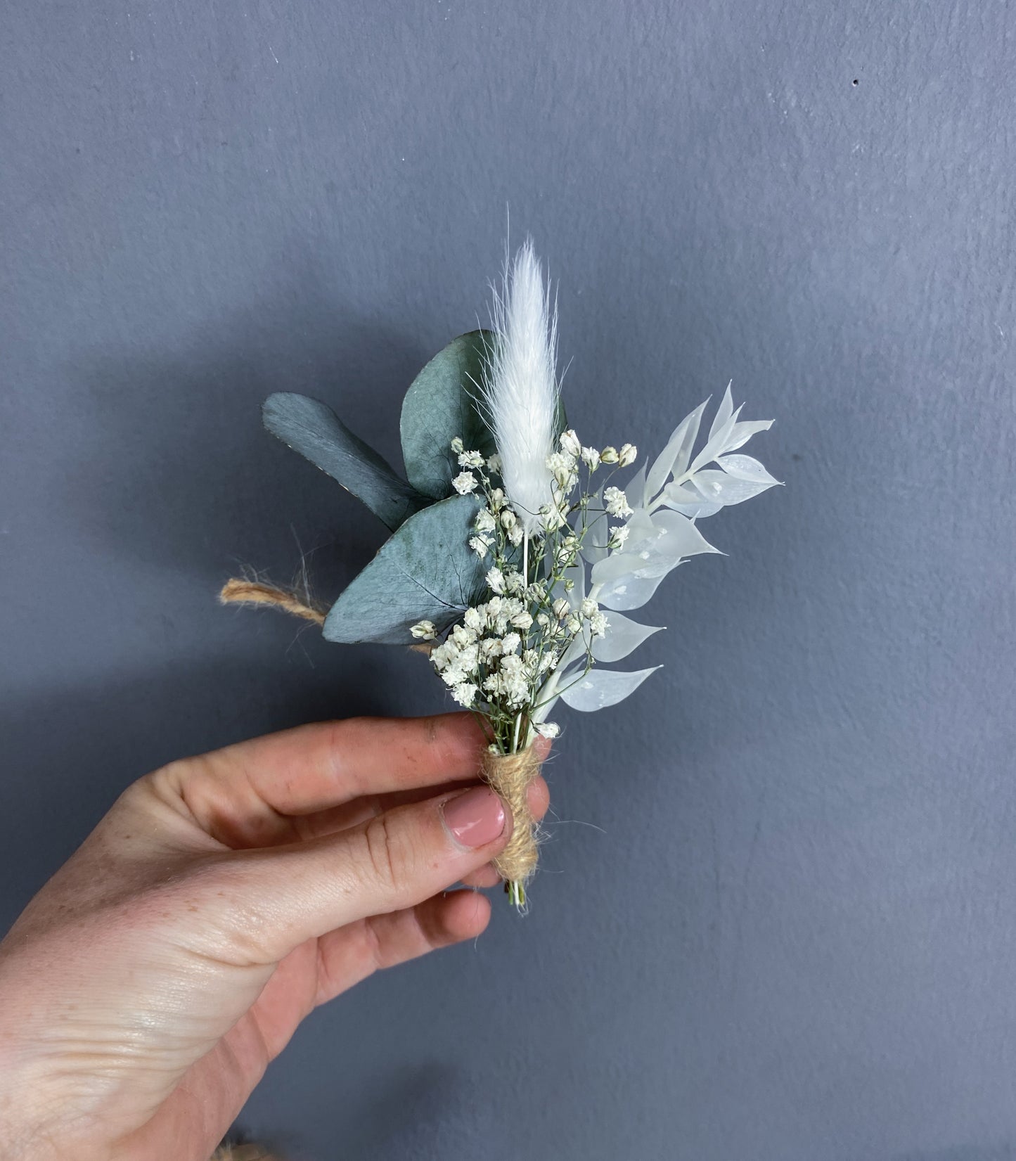 Caitlin dried flower buttonhole