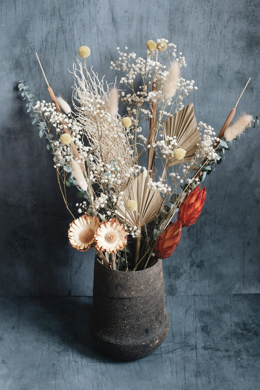 large dried flower arrangement